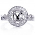 0.67 Ct Round Cut Diamond Halo Engagement Ring Twisted Setting set in 18K White Gold