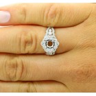 0.83 Cts Round Cut Diamond Flower Shaped Diamond Halo Engagement Ring Setting 18K White Gold