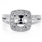 0.55 Cts Diamond Cushion Halo Engagement Ring set in 18K White Gold