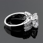 5.50 CTS CUSHION CUT DIAMOND ENGAGEMENT RING SET IN 18K WHITE GOLD   