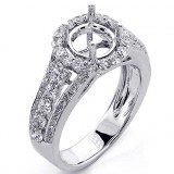 1.07 Cts Diamond Halo Engagement Ring Setting set in 18K White Gold
