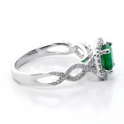 1.38ctw Cushion Cut Emerald & Diamond Halo Ring 18K White Gold
