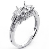 0.59 Cts Diamond Halo Engagement Ring set in 18K White Gold  