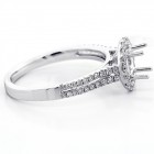0.43  Cts Round Cut Diamond Halo Engagement Ring Setting sey in 18K White Gold