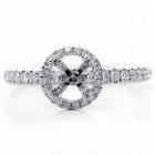 0.41 Cts Round Cut Diamond Hallo Engagement Ring Setting set in 18K White Gold