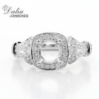 0.48 Cts Diamond Cushion Halo Engagement Ring Setting set in 18K White Gold