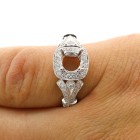 0.48 Cts Diamond Cushion Halo Engagement Ring Setting set in 18K White Gold
