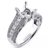 1.16 Cts Antique Looking  Princess and Roun Cut Diamond Engagement Ring Setting sett in 18k White Gold