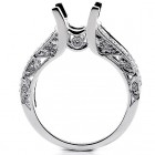 1.16 Cts Antique Looking  Princess and Roun Cut Diamond Engagement Ring Setting sett in 18k White Gold