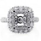 1.67 Ctw Halo Diamond Engagement Ring Setting Set in 18K White Gold
