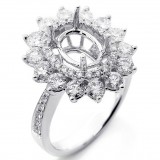 1.68 Ctw Diamond Halo Engagement Ring Setting Set in 18K White Gold