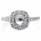 0.82 Cts Diamond Halo Engagement Ring Setting Set in 18K White Gold