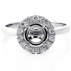 0.31 Ctw Halo Diamond Engagement Ring Setting Set in 18K White Gold