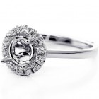 0.31 Ctw Halo Diamond Engagement Ring Setting Set in 18K White Gold