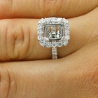 1.08 Cts Halo Diamond Engagement Ring Setting Set in 18K White Ring 