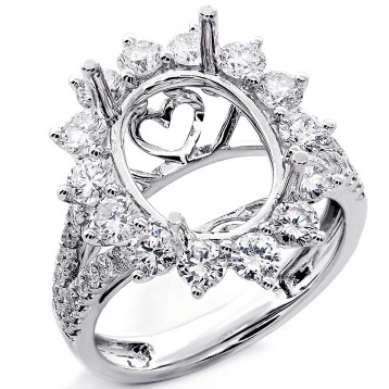 1.72 Cts Halo Diamond Engagement Ring Setting set in 18K White Gold