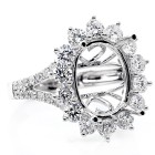 1.72 Cts Halo Diamond Engagement Ring Setting set in 18K White Gold