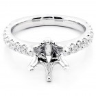0.71 Cts Round Cut Diamond Engagement Ring Setting set in 18 K White gold