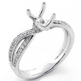 0.34 Cts Round Cut Diamond Twisted Ring Setting set in 18k White Gold