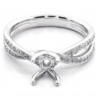 0.34 Cts Round Cut Diamond Twisted Ring Setting set in 18k White Gold