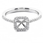 0.50 Cts Round Cut Diamond Cushion Halo Engagement Ring Setting set in 18K White Gold