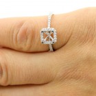 0.50 Cts Round Cut Diamond Cushion Halo Engagement Ring Setting set in 18K White Gold