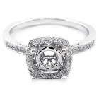 0.14 Cts Round Cut Diamond Engagement Ring setting set in 18K White Gold