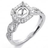 0.47 Cts Round Cut Diamond Engagement Ring Setting with Twisted Band set in 18K white gold