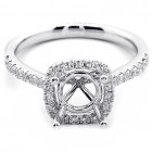 0.43 Cts Round Cud Diamond Cushion Halo Engagement Ring Setting set in 18K White Gold