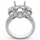 1.55 Cts Round Cut Diamond Engagement Ring Floral Design set in 18K White Gold
