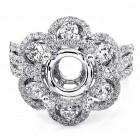 1.55 Cts Round Cut Diamond Engagement Ring Floral Design set in 18K White Gold