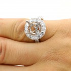 2.01 Cts Round Cut Diamond Halo Engagement Ring set in 18K White Gold