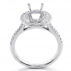 0.48 Cts Round Cut Diamond Double Halo Engagement Ring Settings set in 18K White Gold