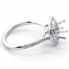 0.48 Cts Round Cut Diamond Double Halo Engagement Ring Settings set in 18K White Gold
