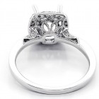 0.32 Cts Round Cut Diamond Cushion halo Engagement Ring setting set in 18K White Gold