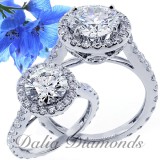 3.17 Cts Round Cut Diamond Engagement Ring sset in 18 K White Gold