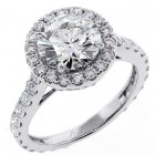 3.17 Cts Round Cut Diamond Engagement Ring sset in 18 K White Gold