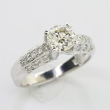 1.02 cts Round Cut Diamond Engagement Ring set in 14K White Gold