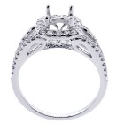 0.58 Cts diamond halo engagement ring setting with split shank set in 18K white gold