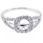 0.58 Cts diamond halo engagement ring setting with split shank set in 18K white gold