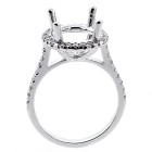 0.65 Cts oval halo diamond engagement ring setting set in 14 k white gold