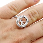 0.65 Cts oval halo diamond engagement ring setting set in 14 k white gold