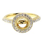 0.40 Cts Round cut Halo Diamond Engagement ring Setting set in 14K yellow gold