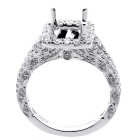 0.60 Cts Cushion Shaped Halo Diamond Engagement Ring Setting set in 18K white gold 