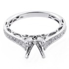 0.28 Cts Diamond  Vintage Engagement Ring Setting set in 18K white gold 