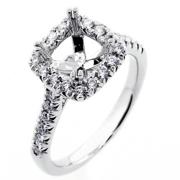 0.52 Diamond Halo Engagement Ring Setting set 18K white gold