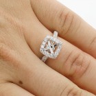 0.52 Diamond Halo Engagement Ring Setting set 18K white gold
