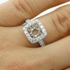 1.90 Cts Cushion Shaped Halo Diamond Engagement Ring Setting set in 18K white gold