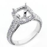 1.50 Cts  Cushion Shaped Halo Diamond Engagement Ring set in 18 K white gold
