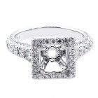 1.55 Cts Diamond Princess Shaped Halo Engagement Ring Setting set in 18K white gold